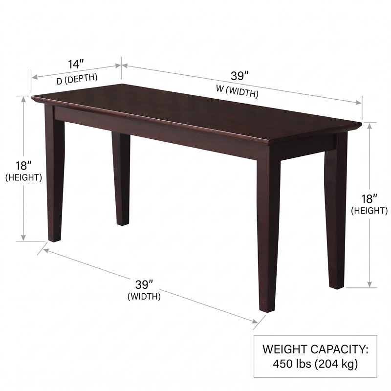 International Concepts Shaker Styled Bench in Rich Mocha