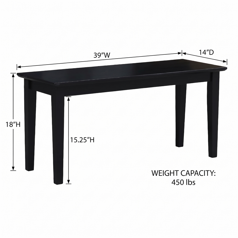 International Concepts Shaker Styled Bench in Black