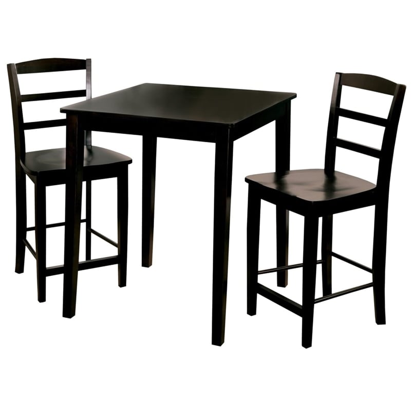 International Concepts 3 Piece Gathering Height Dinette Set in Black