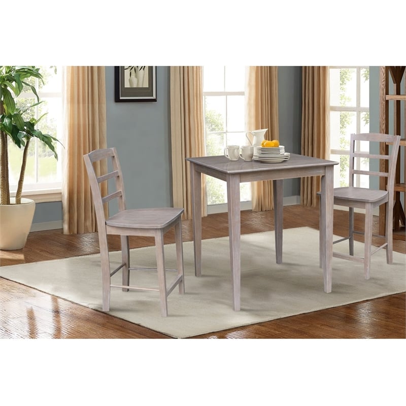 International Concepts 3 Piece Gathering Height Dinette Set in Black