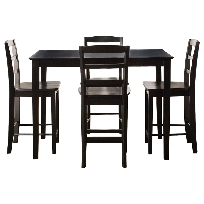 International Concepts 5 Piece Gathering Height Dining Set in Black