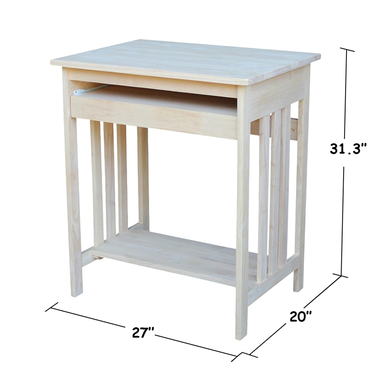 International Concepts Unfinished Mission Wood Computer Cart