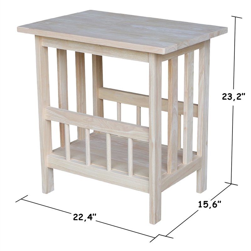 International Concepts Unfinished Mission Magazine End Table