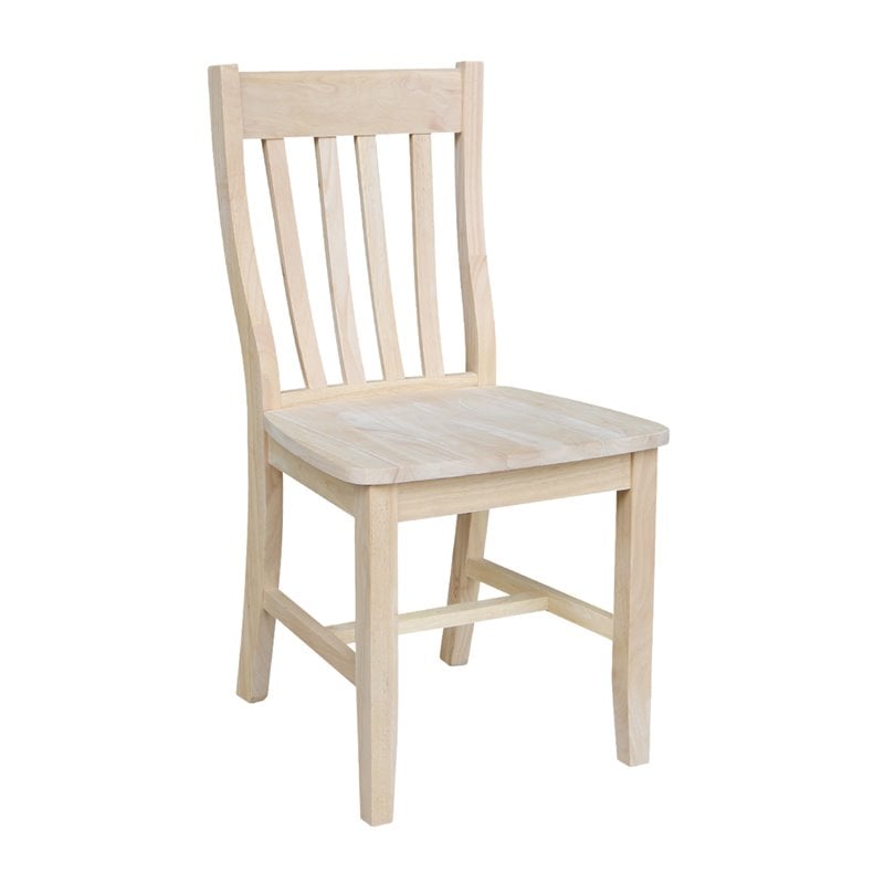 International Concepts Solid Wood Cafe Dining Chairs in Unfinished - Set of 2