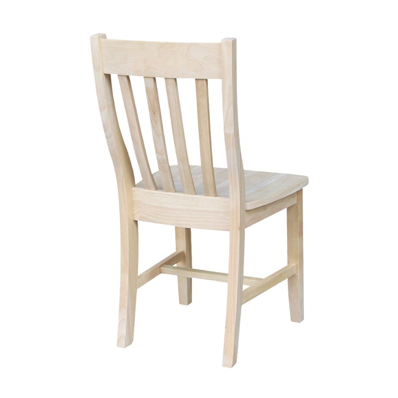 International Concepts Solid Wood Cafe Dining Chairs in Unfinished - Set of 2