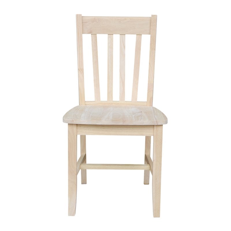 International Concepts Solid Wood Cafe Dining Chairs in Unfinished - Set of 2