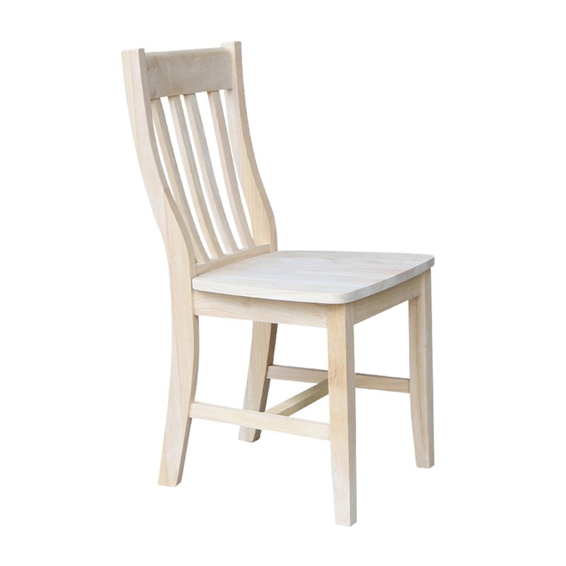 International Concepts Solid Wood Cafe Dining Chairs in Unfinished - Set of 2
