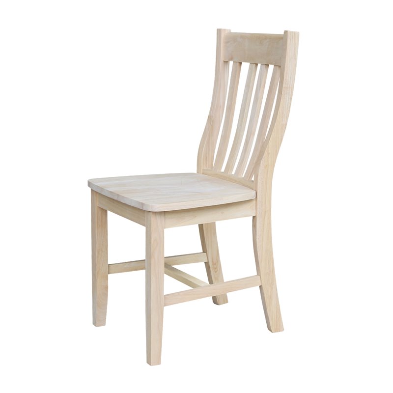 International Concepts Solid Wood Cafe Dining Chairs in Unfinished - Set of 2