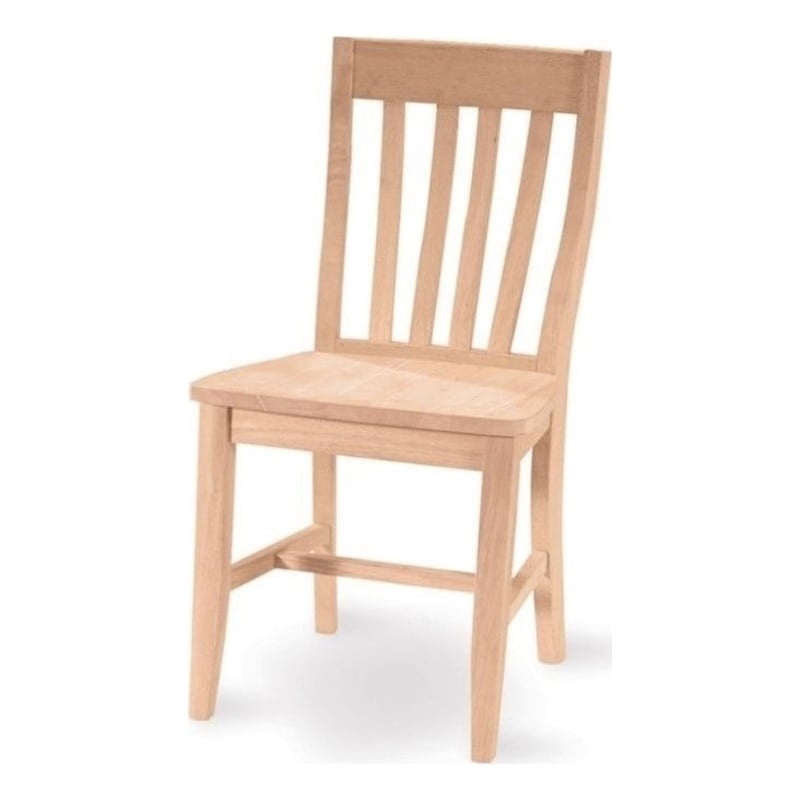 International Concepts Solid Wood Cafe Dining Chairs in Unfinished - Set of 2