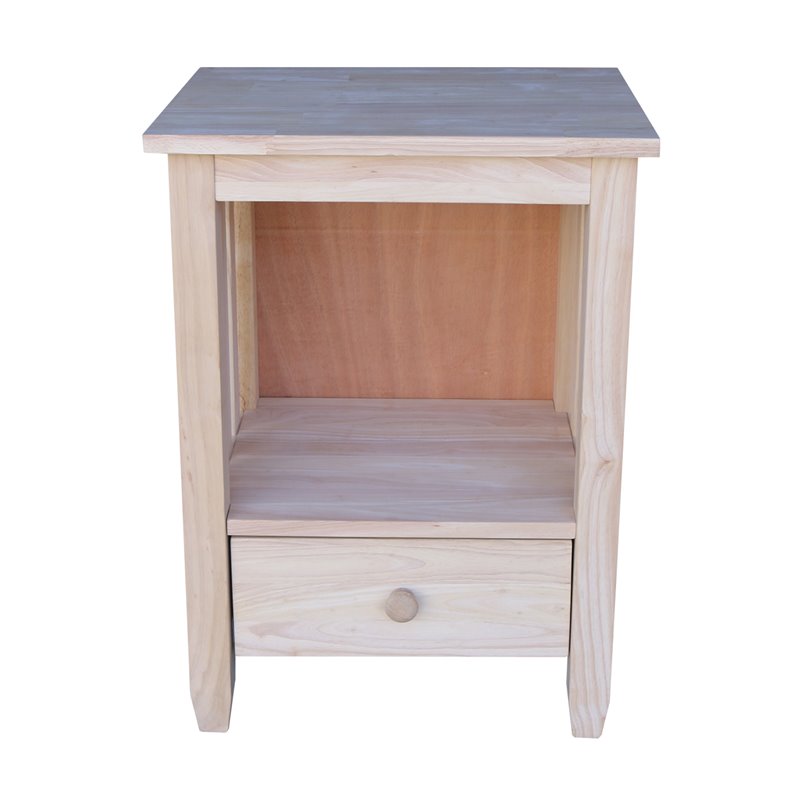 International Concepts Unfinished Mission Wood Tall End Table with Drawer