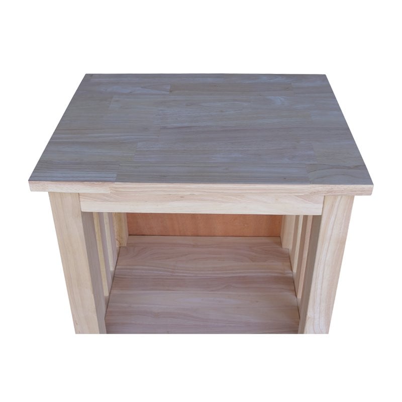 International Concepts Unfinished Mission Wood Tall End Table with Drawer