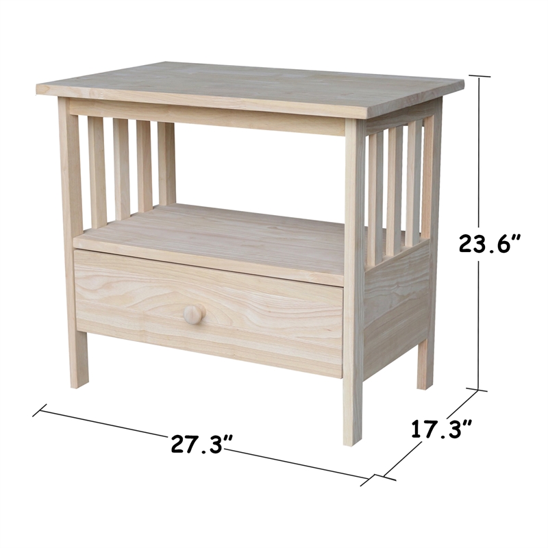 International Concepts Solid Wood Mission TV Stand in Unfinished