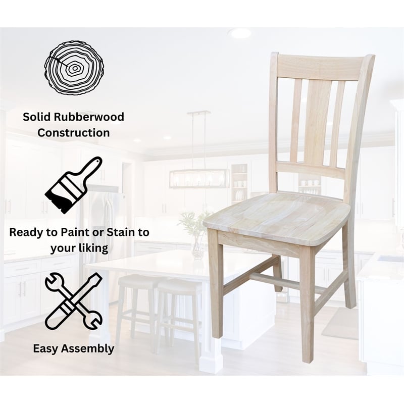 International Concepts Unfinished Slat Back Dining Chair (Set of 2)