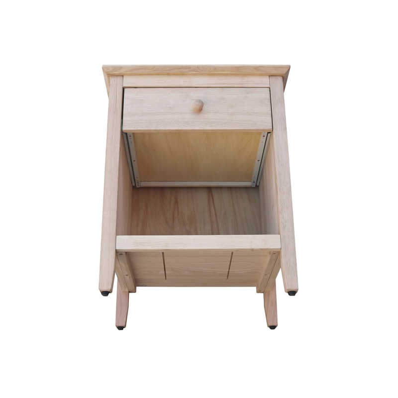International Concepts Solid Wood 1-Drawer Nightstand - Unfinished