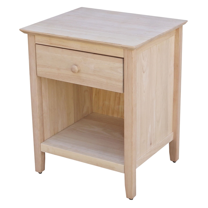 International Concepts Solid Wood 1-Drawer Nightstand - Unfinished