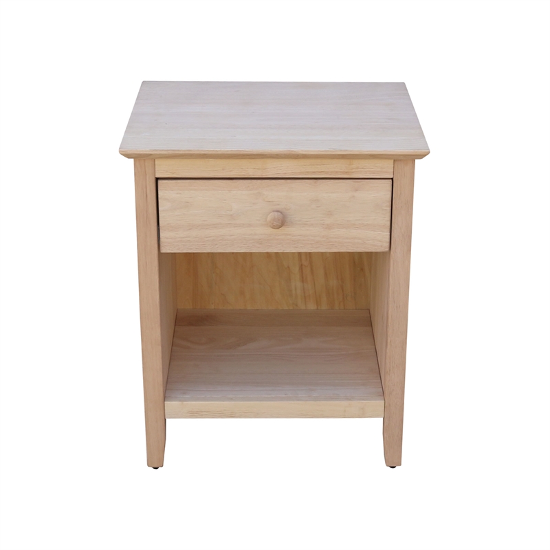 International Concepts Solid Wood 1-Drawer Nightstand - Unfinished