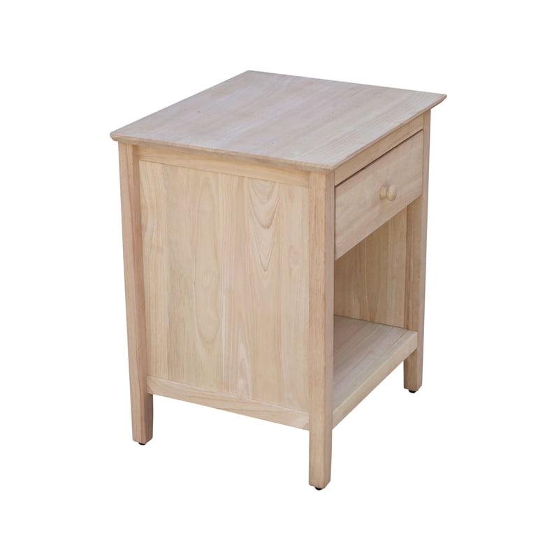 International Concepts Solid Wood 1-Drawer Nightstand - Unfinished