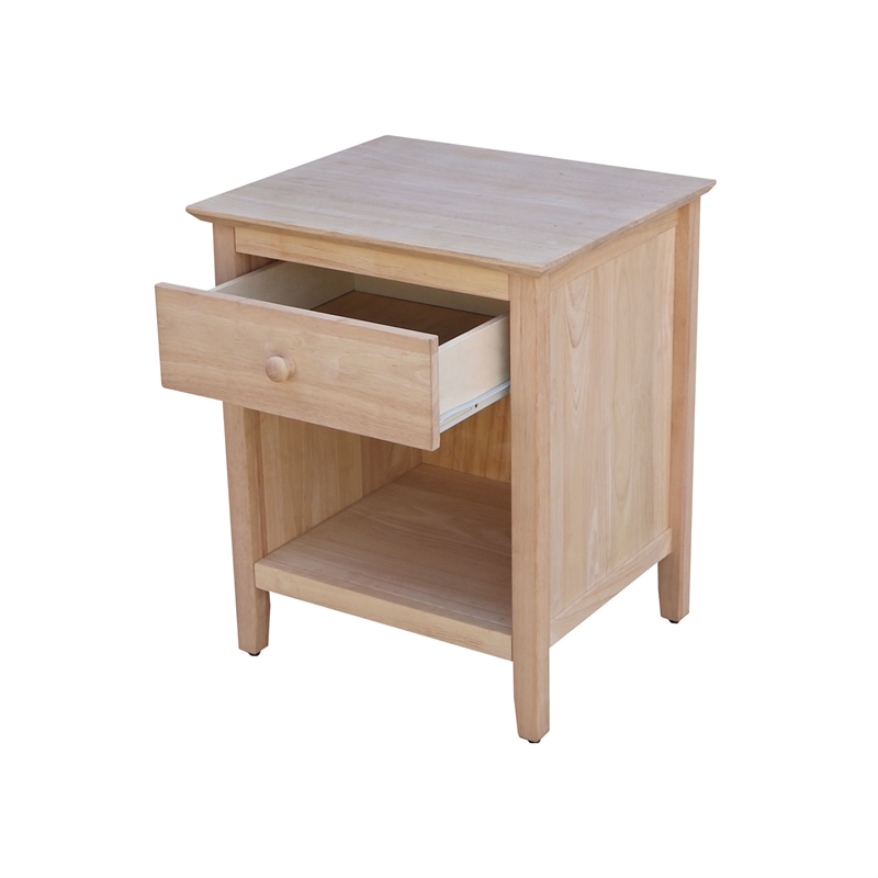 International Concepts Solid Wood 1-Drawer Nightstand - Unfinished