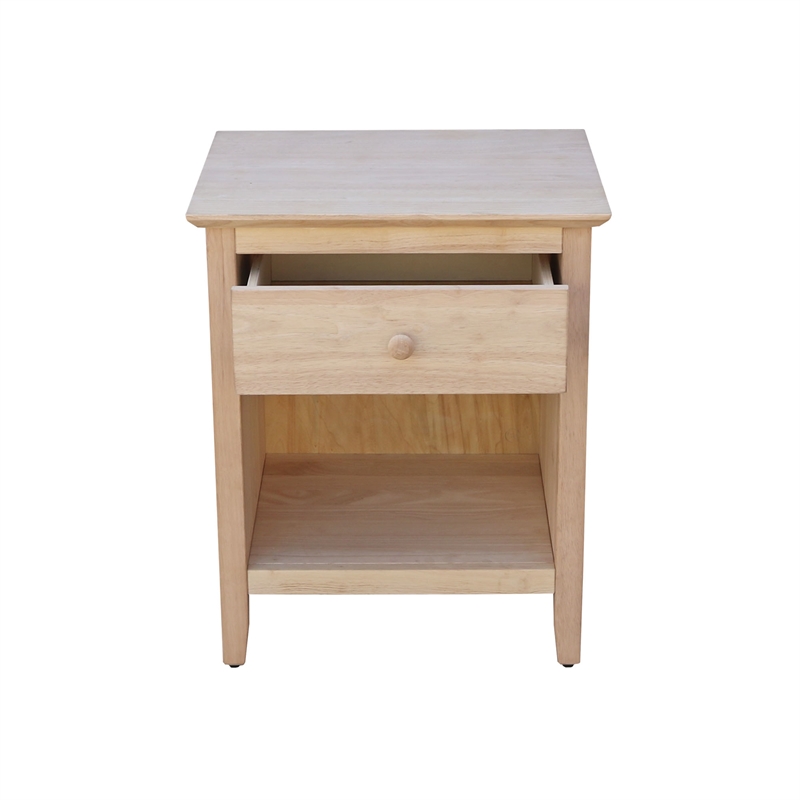 International Concepts Solid Wood 1-Drawer Nightstand - Unfinished
