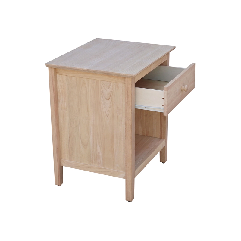 International Concepts Solid Wood 1-Drawer Nightstand - Unfinished