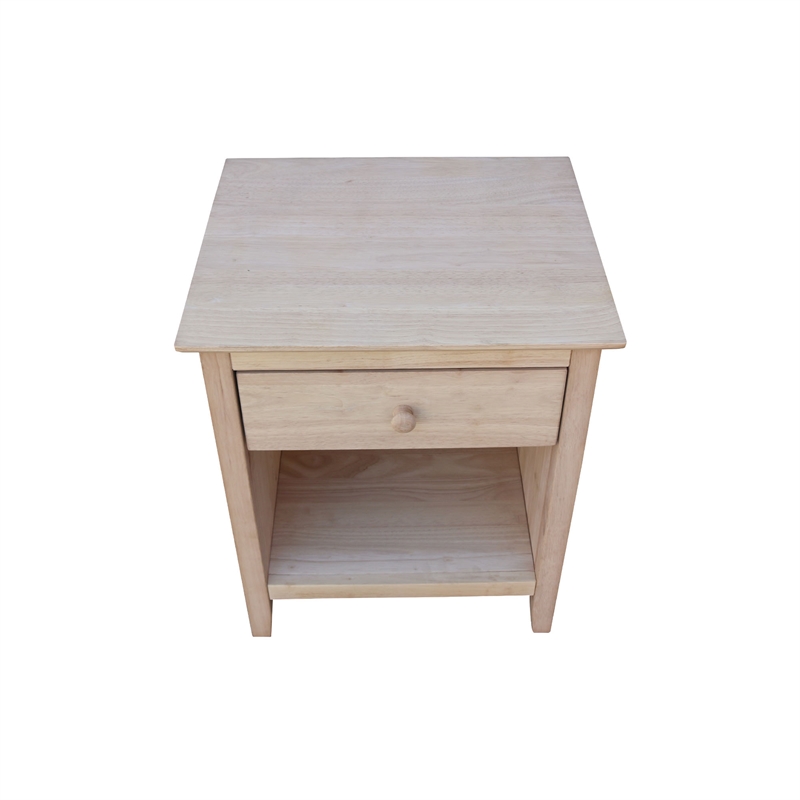 International Concepts Solid Wood 1-Drawer Nightstand - Unfinished