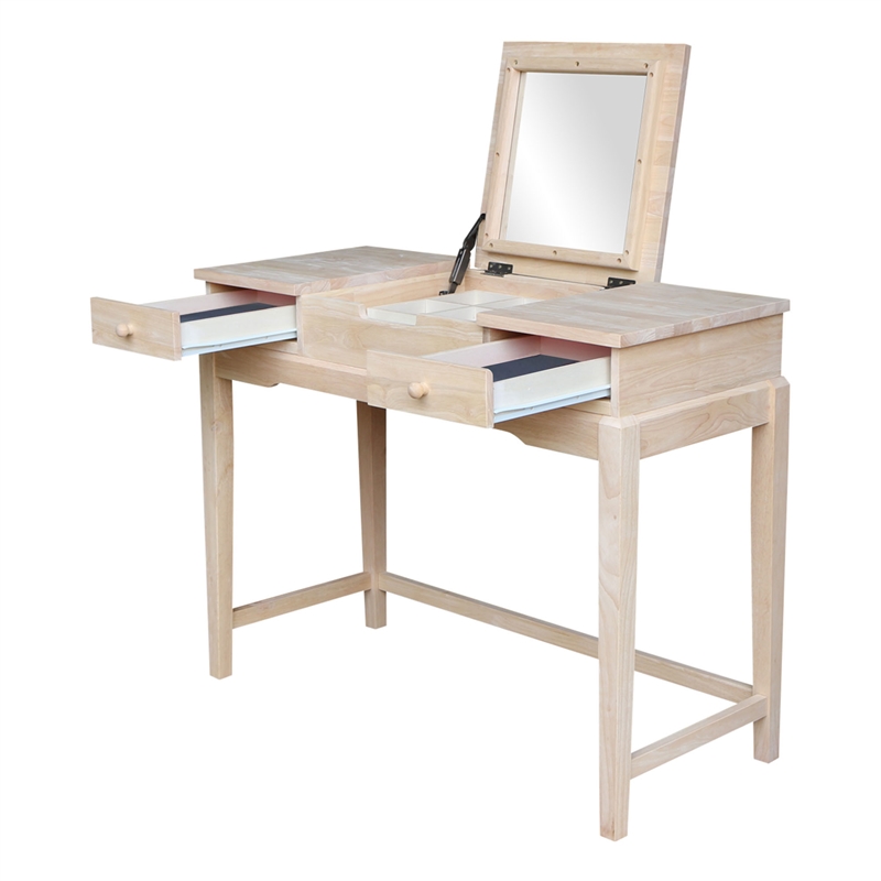 International Concepts Home Accents Unfinished Solid Wood Vanity Table