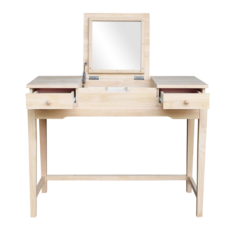 International Concepts Home Accents Unfinished Wood Vanity Table and Bench Set