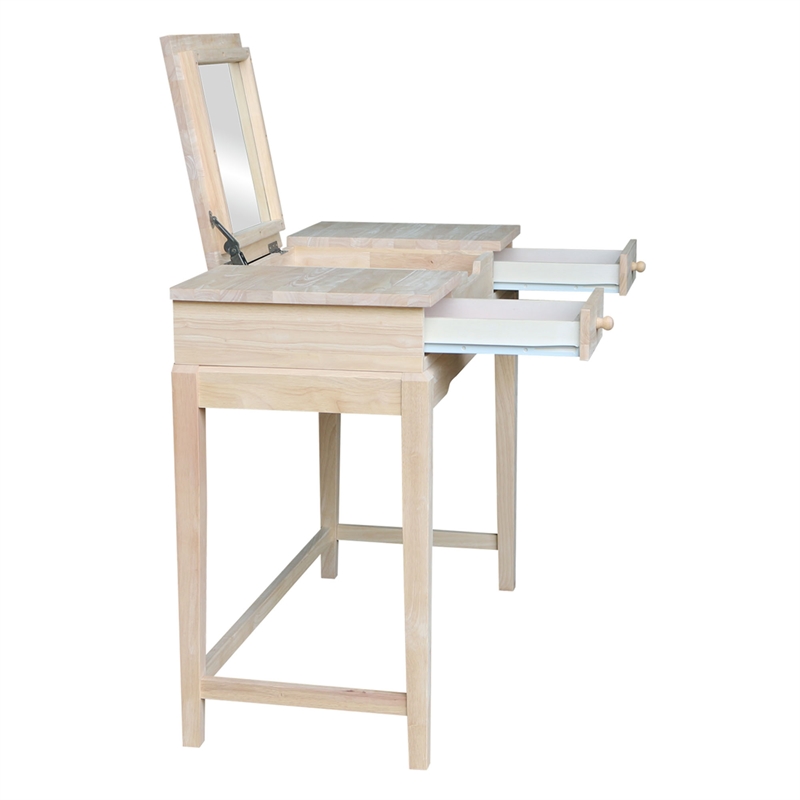 International Concepts Home Accents Unfinished Wood Vanity Table and Bench Set