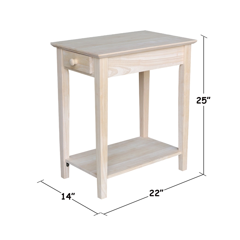 International Concepts Home Accents Unfinished Narrow 1-Drawer End Table