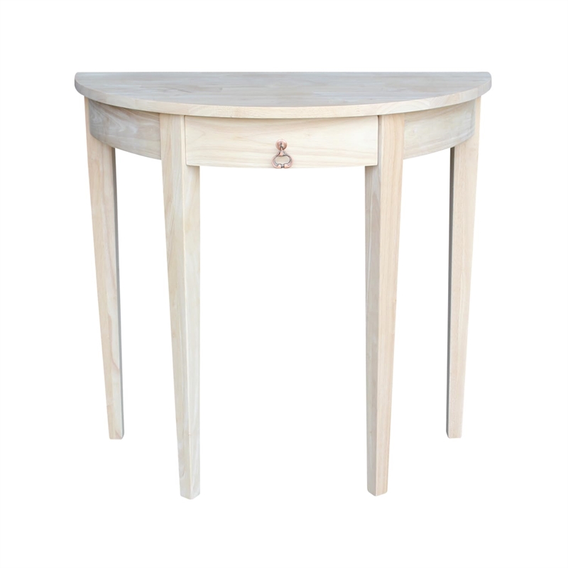 International Concepts Home Accents Unfinished Wood 1-Drawer Half Moon Table