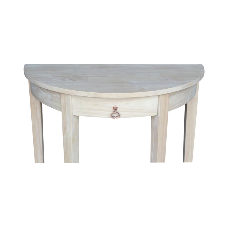 International Concepts Home Accents Unfinished Wood 1-Drawer Half Moon Table