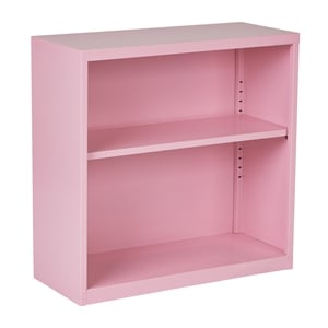 2 Shelf Metal Bookcase in Pink by OSP Home Furnishings