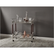 Melrose Serving Cart with Clear Tempered Glass and Nickel Brush Metal Frame