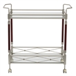 Melrose Serving Cart with Clear Tempered Glass and Nickel Brush Metal Frame