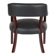 Traditional Guest Chair in Black Vinyl and Mahogany Legs