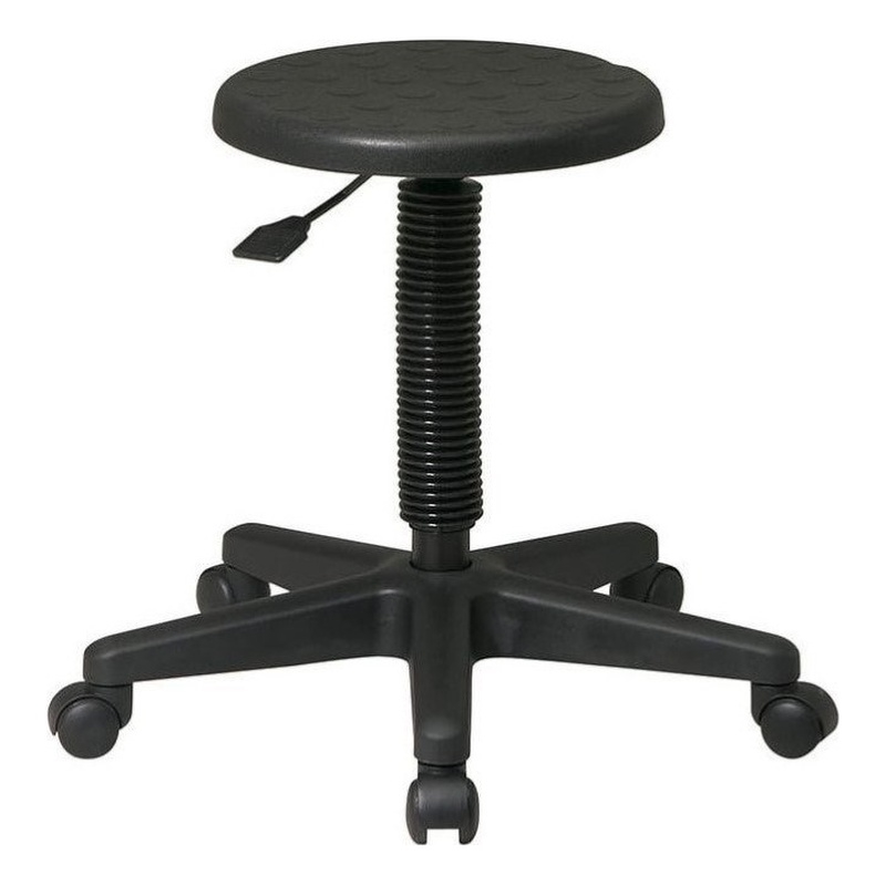 Self-Skinned Black Faux Leather Intermediate Stool