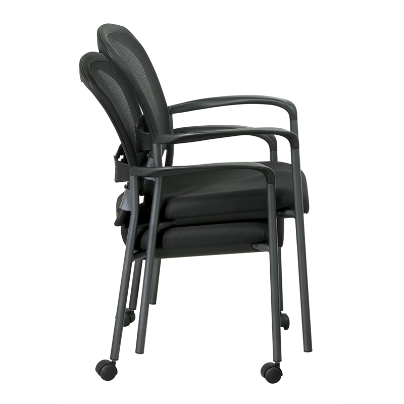 Titanium Finish Black Fabric Visitors Chair with Arms and ProGrid Back