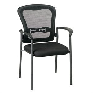 Titanium Finish Black Fabric Visitors Chair with Arms and ProGrid Back