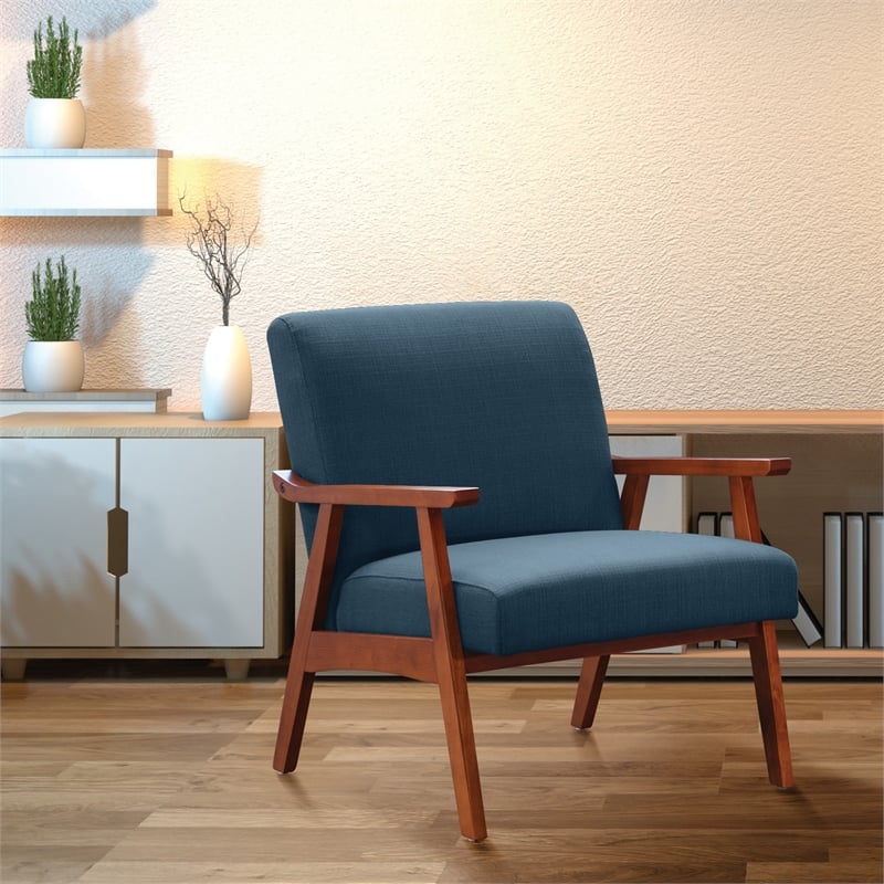 Davis Chair in Klein Azure Blue fabric with Medium Espresso Frame