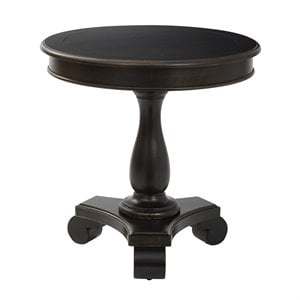 Avalon Hand Painted Round Accent table in Antique Black Finish