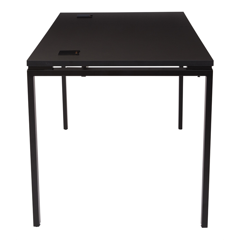60 Inch Writing Desk with Black Laminate Top and Black Finish Metal Legs