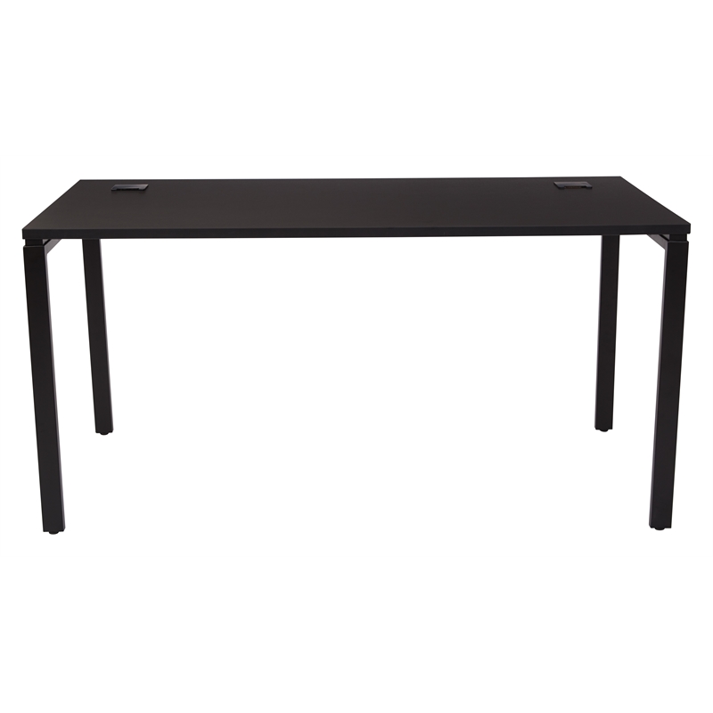 60 Inch Writing Desk with Black Laminate Top and Black Finish Metal Legs