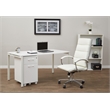 60 inch Writing Desk with White Laminate Top and White Finish Metal Legs