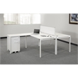 60 inch Writing Desk with White Laminate Top and White Finish Metal Legs