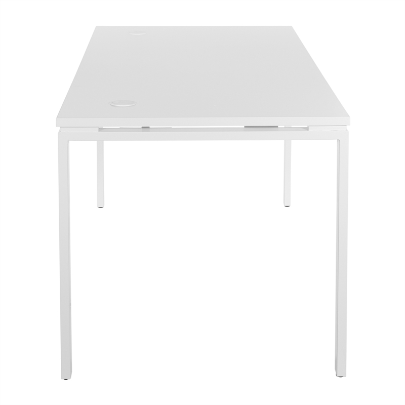 60 inch Writing Desk with White Laminate Top and White Finish Metal Legs