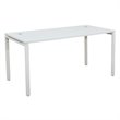 60 inch Writing Desk with White Laminate Top and White Finish Metal Legs