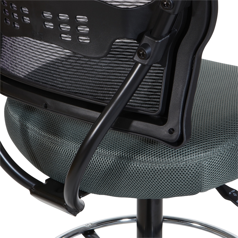 Deluxe AirGrid Back Drafting Chair with Mesh Gray Fabric Seat