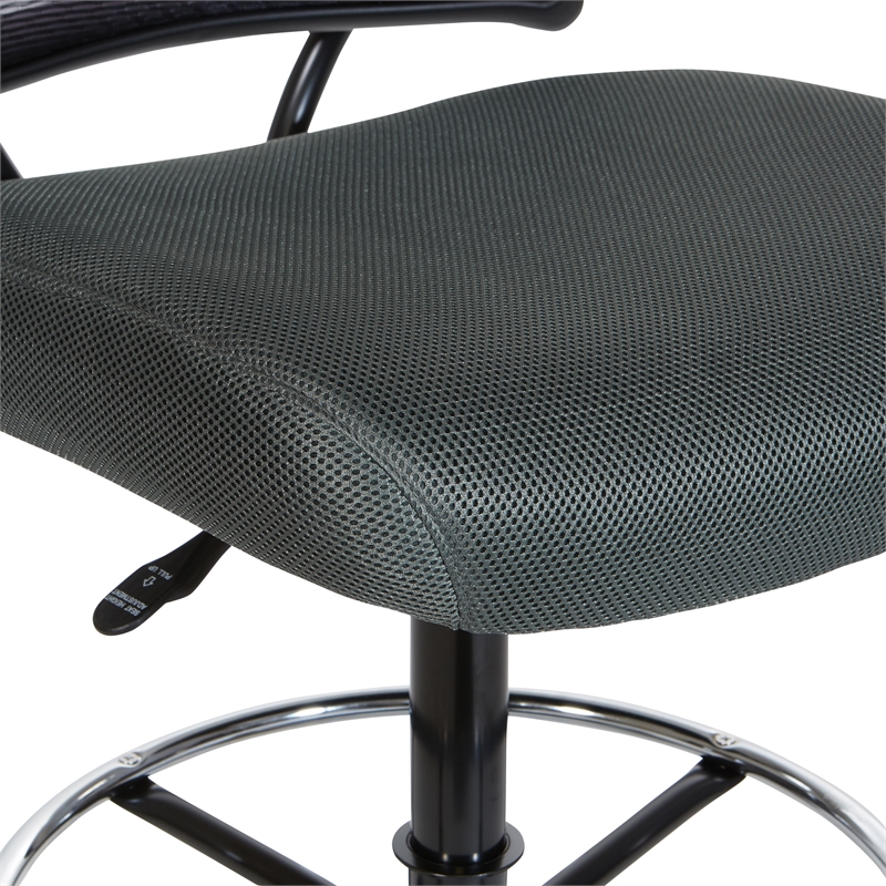 Deluxe AirGrid Back Drafting Chair with Mesh Gray Fabric Seat