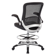 Mesh Black Back Fabric Drafting Chair Faux Leather Seat Adjustable Foot Ring