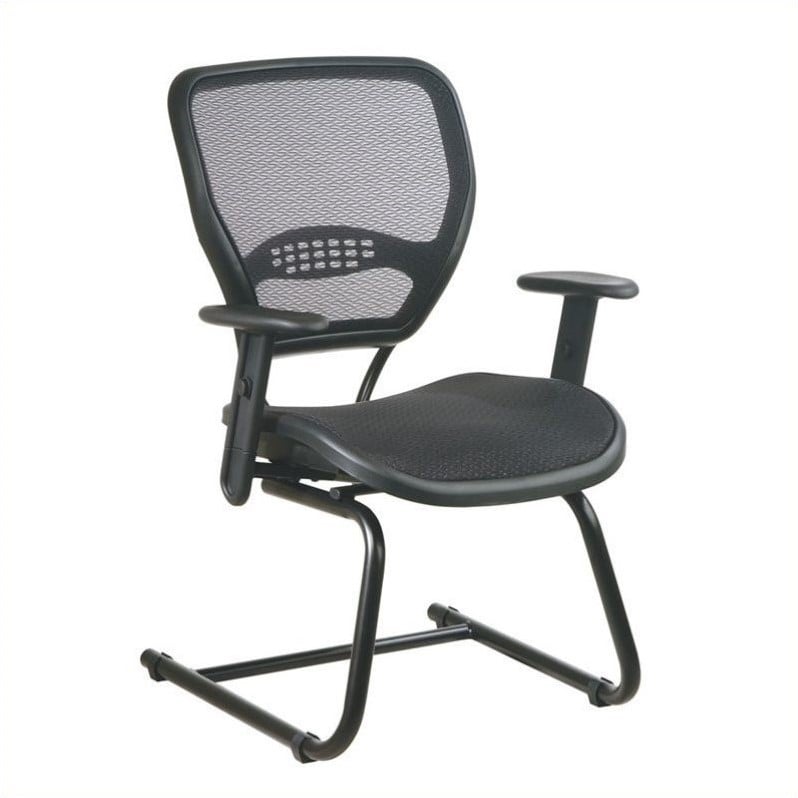 AirGrid Seat and Back Deluxe Visitors Guest Chair in Black Fabric